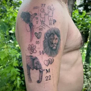 motif personnalisé tatoué sur le bras