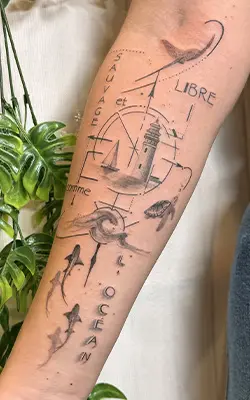 tatouage personnalisé sur l'océan par Tattoo chez L - Studio de tatouage à une heure d'Oyonnax